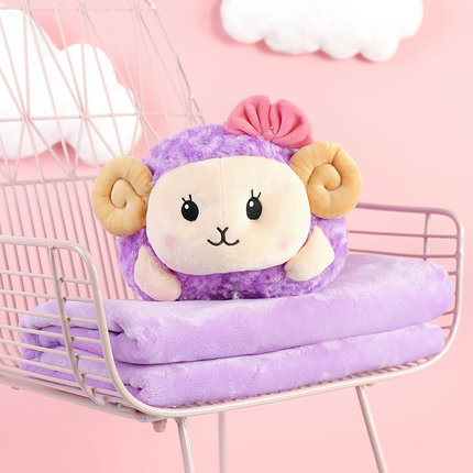小绵羊抱枕被子两用靠垫汽车午睡休枕头被子大号办公室靠枕毯子