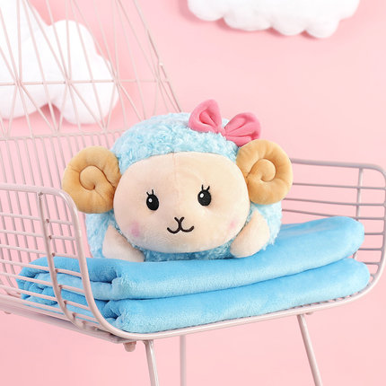 小绵羊抱枕被子两用靠垫汽车午睡休枕头被子大号办公室靠枕毯子