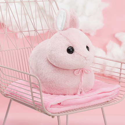 兔子午睡休枕头被子汽车抱枕被子两用靠垫被大号珊瑚绒公仔毯