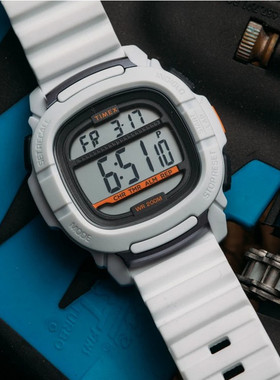 正品代购天美时Timex Command 数字运动时尚白色方形防水男士腕表