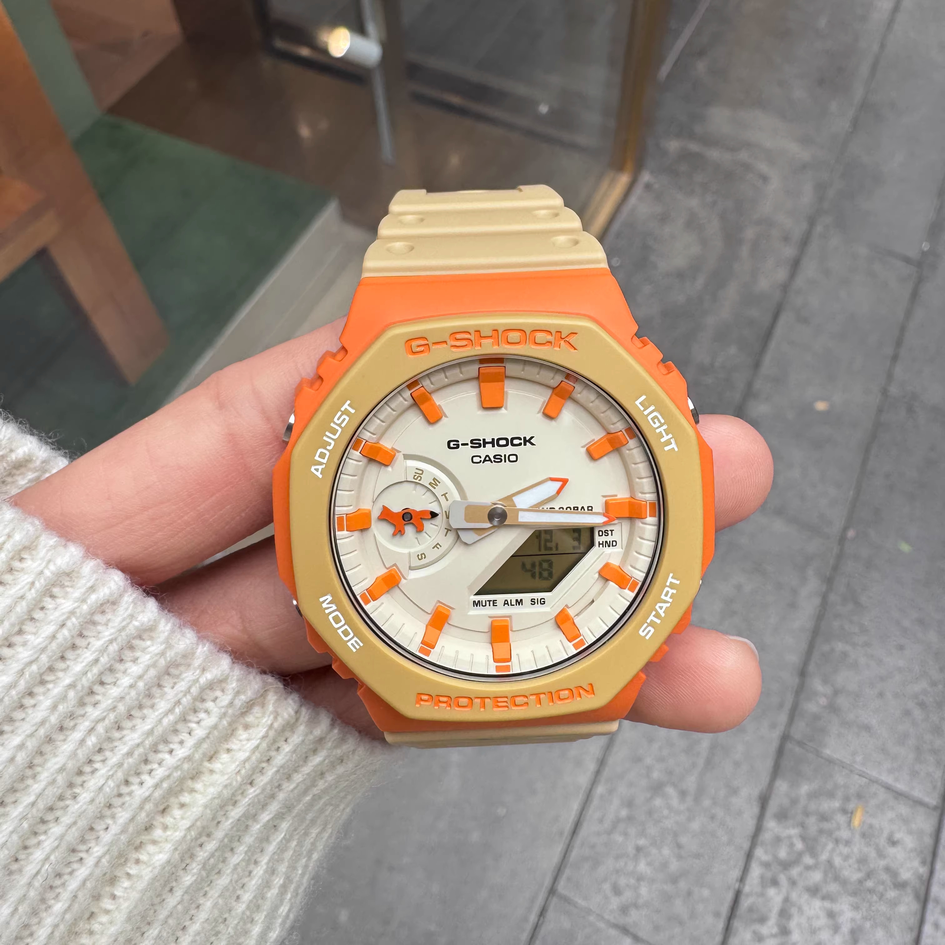 正品卡西欧联名cafe kitsune手表GA-2110MK橡树小狐狸限量款橙色