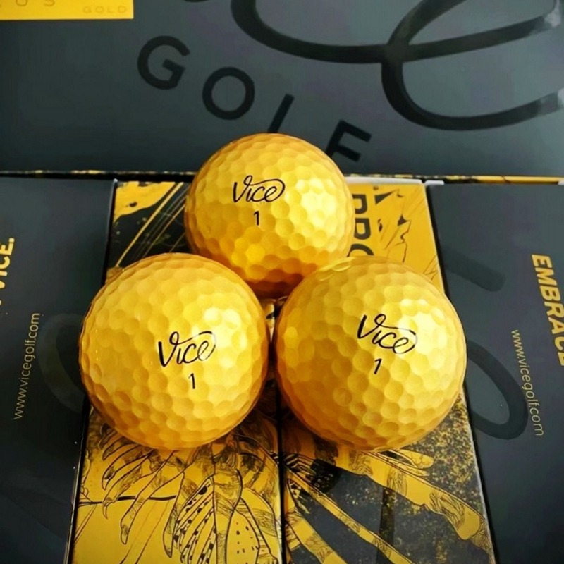 现货Vice Golf Pro Plus 限量版金色高尔夫球 110+专业远距12个装