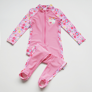 女童学生潜水服冲浪服二等品 速干泳装 小童防晒连体游泳衣长袖 长裤