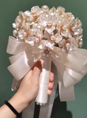 佳期新娘手捧花仿珍珠贝壳diy材料包高级感法式婚礼定制送礼佳品