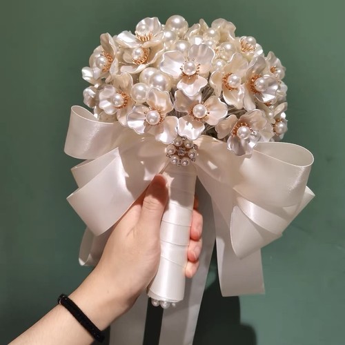 佳期新娘手捧花仿珍珠贝壳diy材料包高级感法式婚礼定制送礼佳品