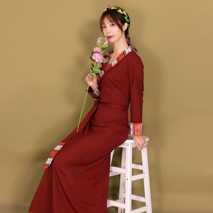 西藏棉麻藏服藏族服锅庄裙博拉纯棉民族风长裙藏装 服装 藏式 新款