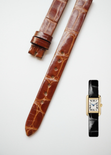 适用于Tank Louis系列mini腕表鳄鱼皮表带真美洲短吻鳄手工定制