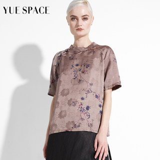 YUESPACE新中式套头衫复古印花宽松短款短袖T恤女士夏季休闲小衫