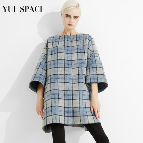 YueSpace女士七分袖圆领毛呢外套