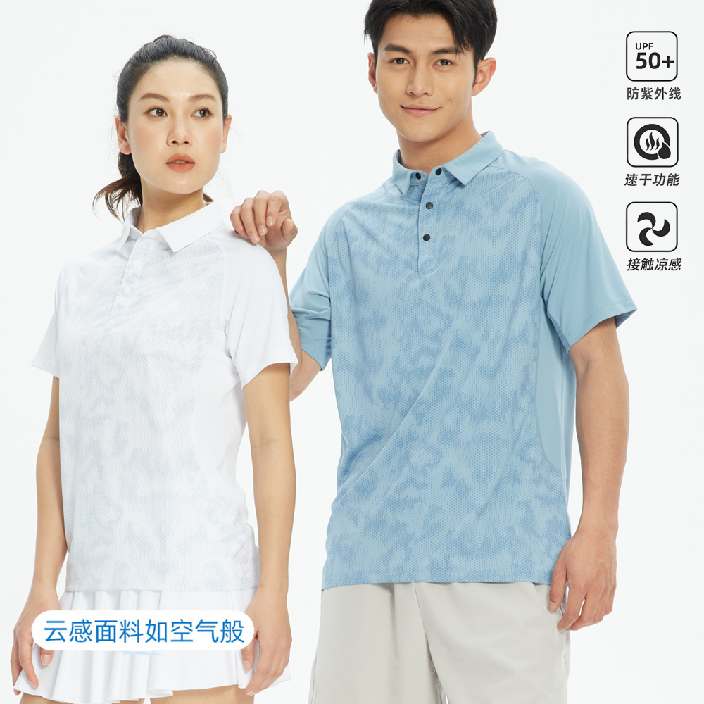 男女款透气休闲跑步服短袖POLO衫T恤翻领设计运动衣服健身服