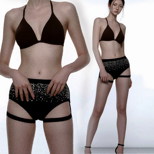 heels舞服性感烫钻提臀弹力舞蹈短裤包臀跳舞爵士女中高腰钢管舞