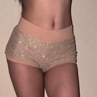 香槟色平角短裤 heels舞服百搭性感辣妹高腰防走光包臀钢管舞爵士