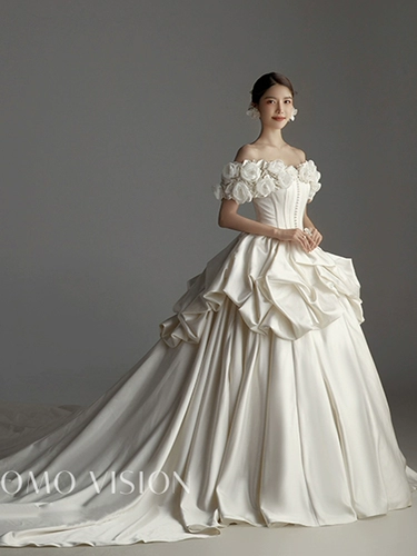 Свадебное платье для влюбленных, в корейском стиле, открытые плечи, в цветочек