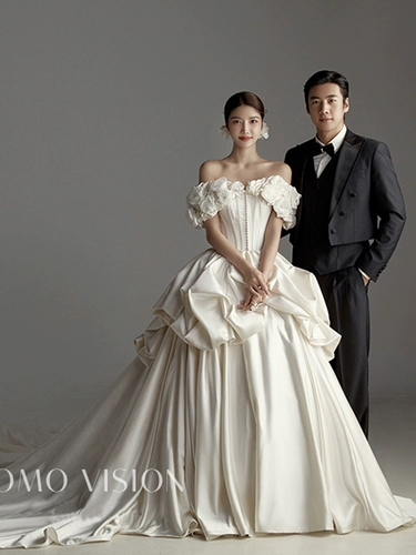 Свадебное платье для влюбленных, в корейском стиле, открытые плечи, в цветочек