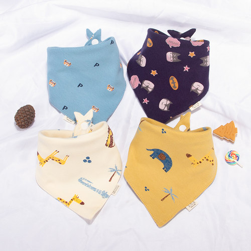 婴儿纯棉三角巾韩版洋气宝宝口水