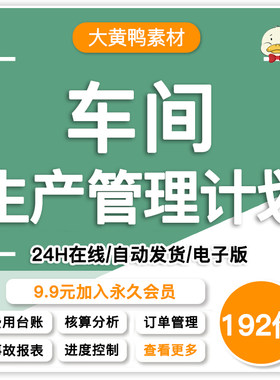 生产管理系统excel表格车间投产计划进度成本分析订单登记排程表