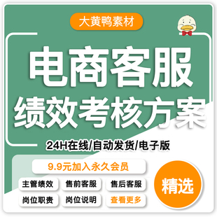 电商售前与售后客服岗位员工kpi薪酬绩效考核方案提成表格