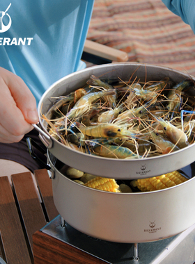 SILVERANT银蚁纯钛汤锅3L大容量钛锅露营蒸锅家用火锅多功能套锅