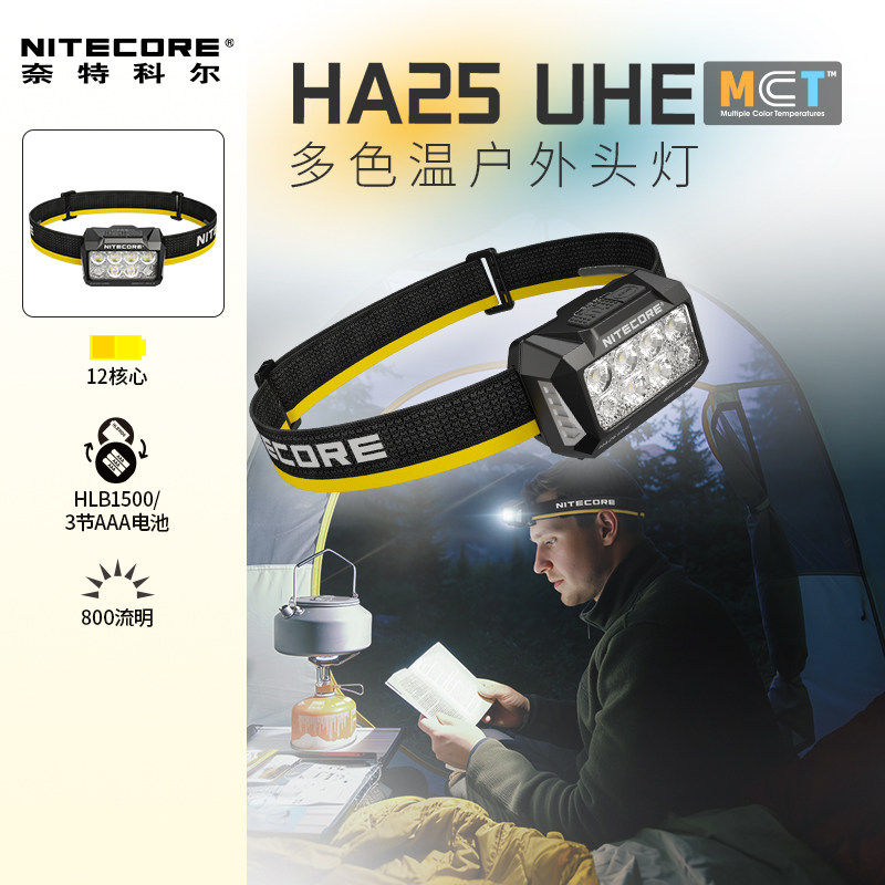 NITECORE奈特科尔HA25UHE户外登山徒步强光头灯2026新品充电LED灯