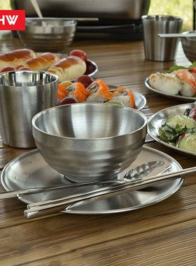 LTHW旅腾餐具户外便携露营野餐碗盘筷子勺双层水杯饭碗菜碟盘子