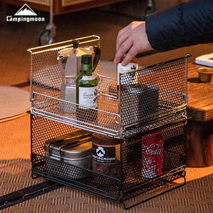 柯曼厨房备菜篮可折叠免打孔置物架铁艺堆叠收纳箱子餐具收纳抽屉