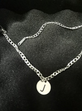 字母圆牌手脚链男女潮牌欧美嘻哈女生情侣百搭男款吊坠配饰挂坠