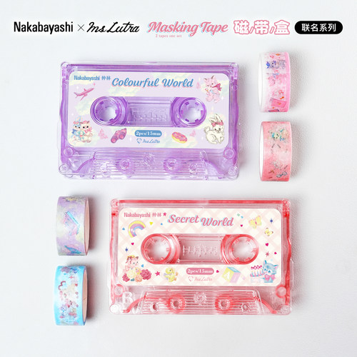 Nakabayashi仲林 Ms Lutra收纳盒磁带盒透明胶带收纳盒胶带和纸收纳盒切割器桌面胶带分装收纳创意分割器