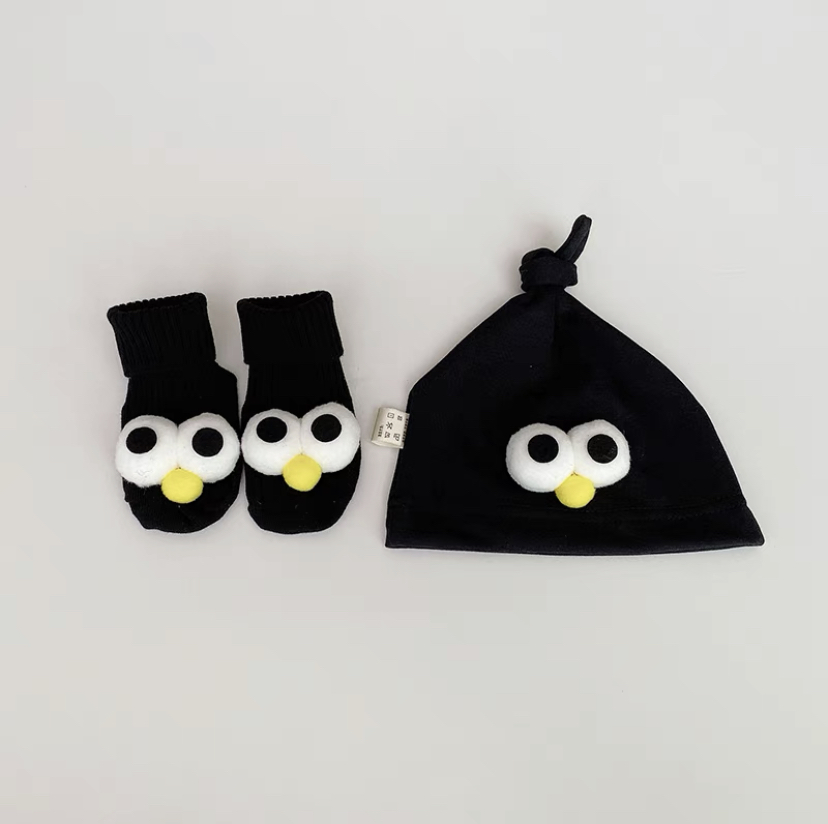 春秋婴儿帽子袜子套装