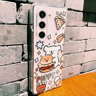 适用于三星Zfold6手机壳折叠屏国行fold5心系天下w23/W24大折叠Galaxyzfold5汉堡小狗防摔透明FOLD4保护壳