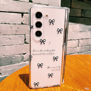 适用于三星ZFold6手机壳fold5折叠屏国行心系天下w23/W24大折叠Galaxyzfold5满屏蝴蝶结透明硬壳fold6保护壳