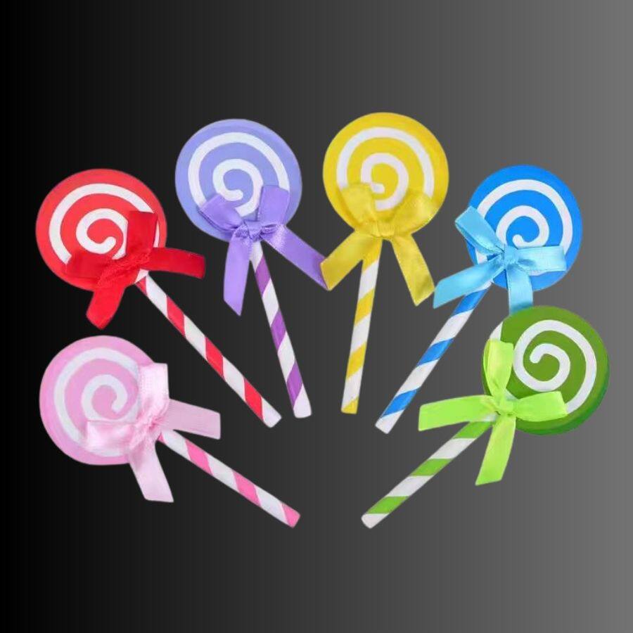 卡通蝴蝶结彩色棒棒糖蛋糕装饰插件儿童生日庆祝烘焙装饰插牌插旗