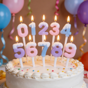 网红糖果色奶油缤果数字蜡烛 9儿童生日蛋糕蜡烛 创意雪糕冰块0