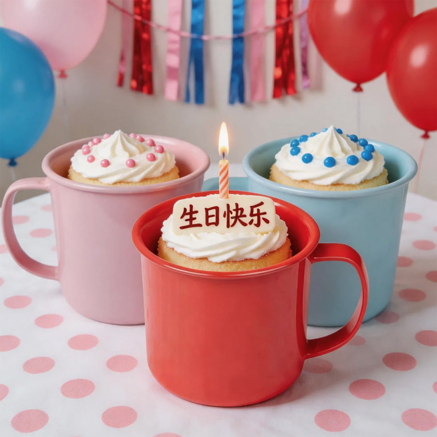 10个包邮任意折茶杯蛋糕装饰粉色蓝色红色蛋糕茶缸生日庆祝搪瓷杯