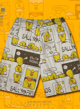 萨利鸡日系动漫Line Town黄色小鸡大码短裤男装女装潮0018设 无界