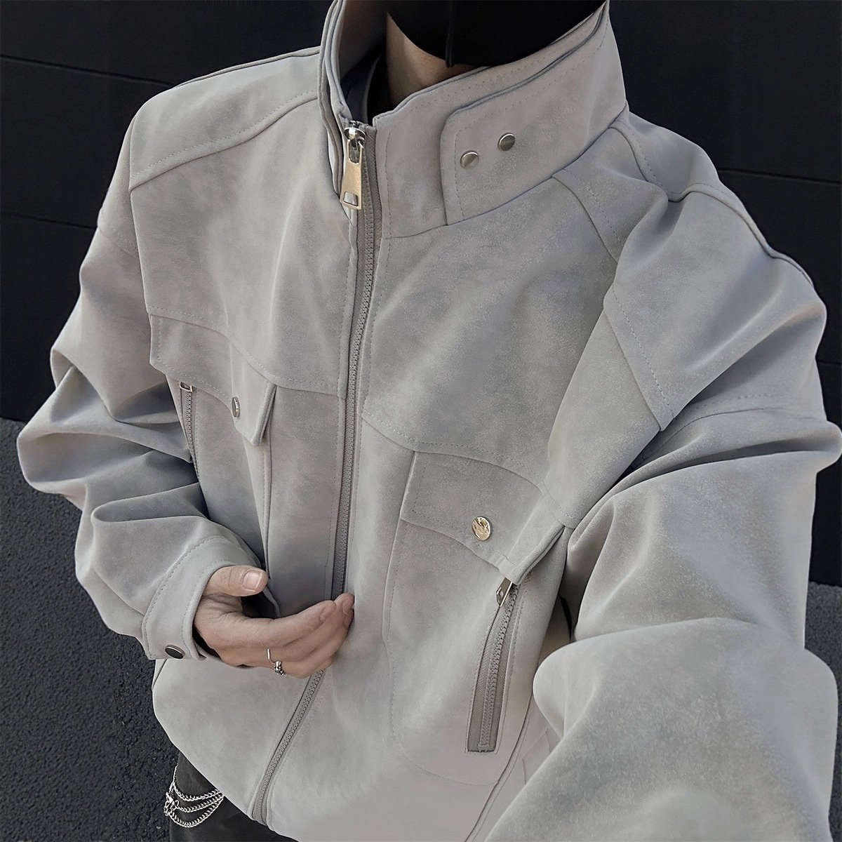 pu皮外套男秋冬高级感痞帅立领美式复古工装男装皮衣夹克男款衣服,男装,皮衣,淘宝优惠券,粉丝福利购,淘宝优惠卷