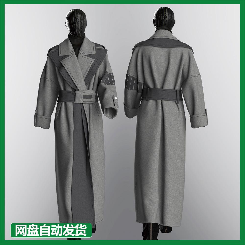 MD+Clo3d 欧美时尚女款西装外套大衣风衣基础模型服装素材源文件