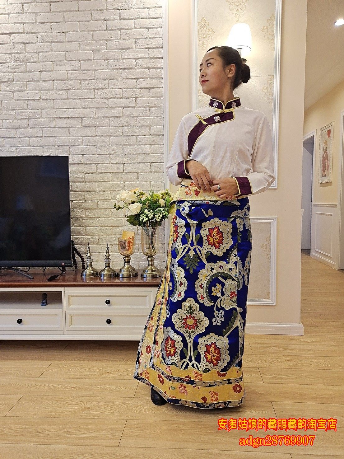 安多姑娘推荐西藏藏族藏服藏装重工金卡精致四边花边半身裹裙半裙