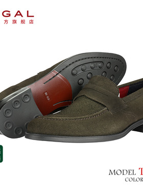 REGAL丽格T17C BA23真皮反绒一脚蹬圆头男士休闲皮鞋日常时尚商务