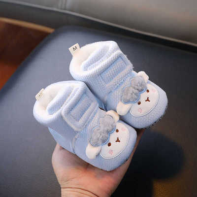 婴儿学步鞋秋冬加绒加厚雪地靴学走路宝宝软底防掉防滑棉鞋保暖鞋