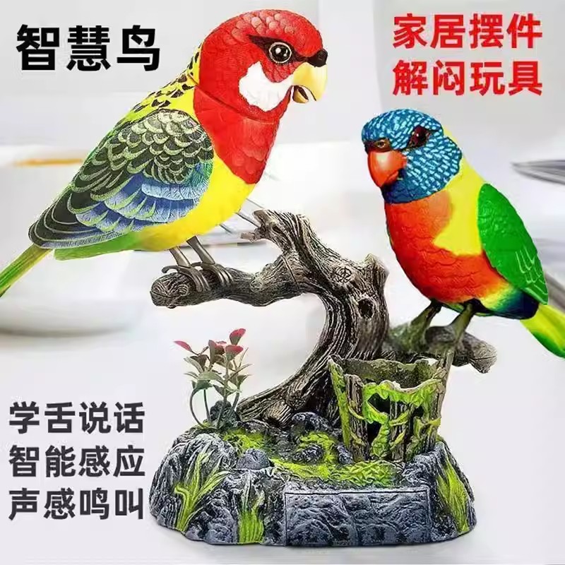 修泽会说话的鹦鹉摆件老人解闷神器电子仿真鸟类装饰儿童益智玩具