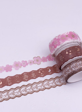 烫金异形花边和纸手帐胶带樱花草莓基础简约实用彩色整卷素材diy