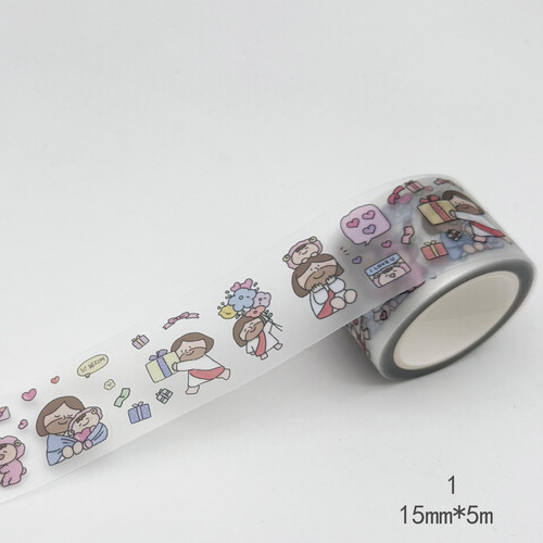 PET烫金手帐胶带女孩 基础 花 小猪小兔简约实用彩色整卷韩版diy