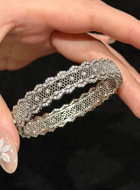 法式轻奢满天星蕾丝镂空满钻手镯女时尚设计感