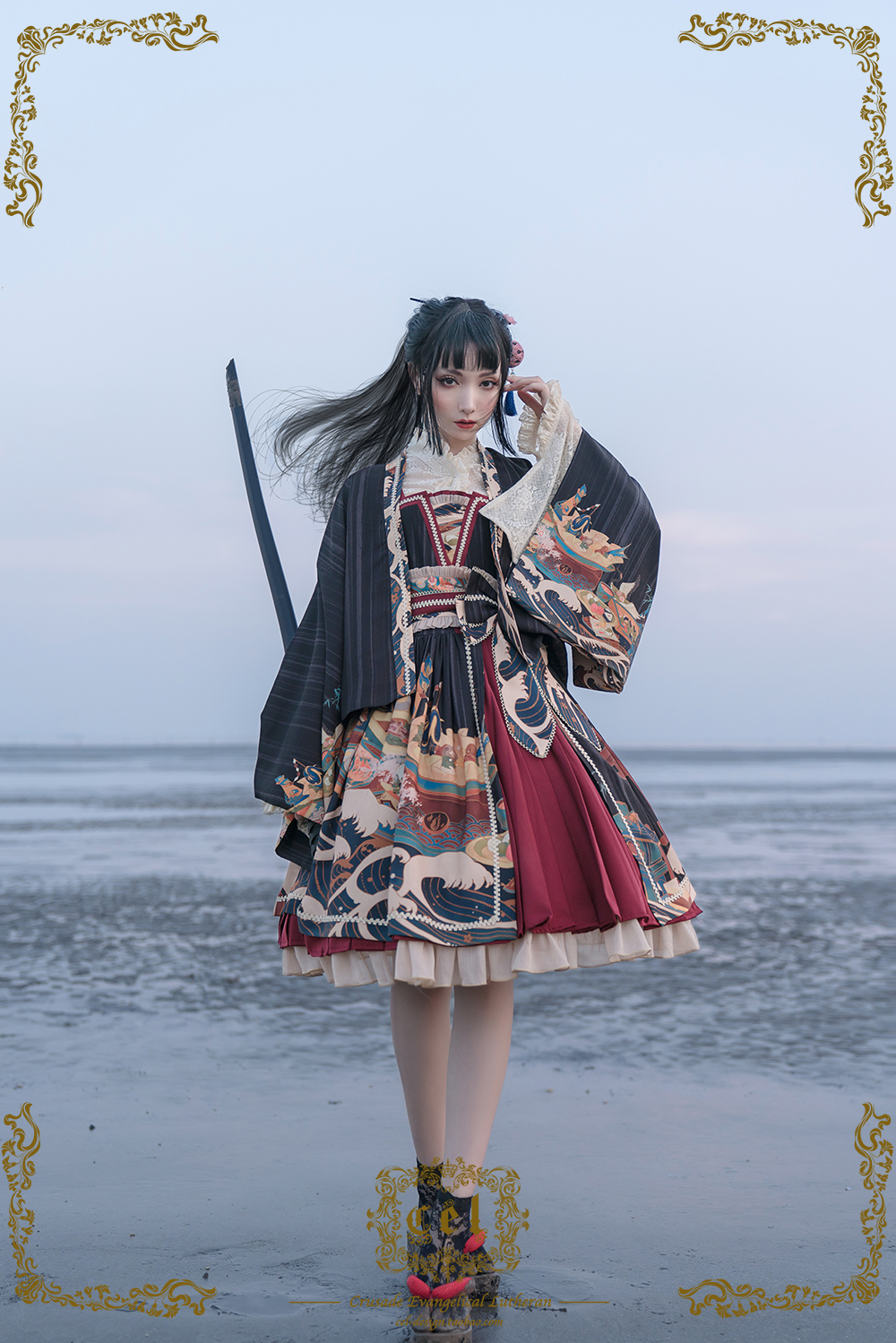 12月01日最新优惠【 JSKI型-先行预约】和风lolita 怀石浪屿 前开襟百褶 正腰 对襟