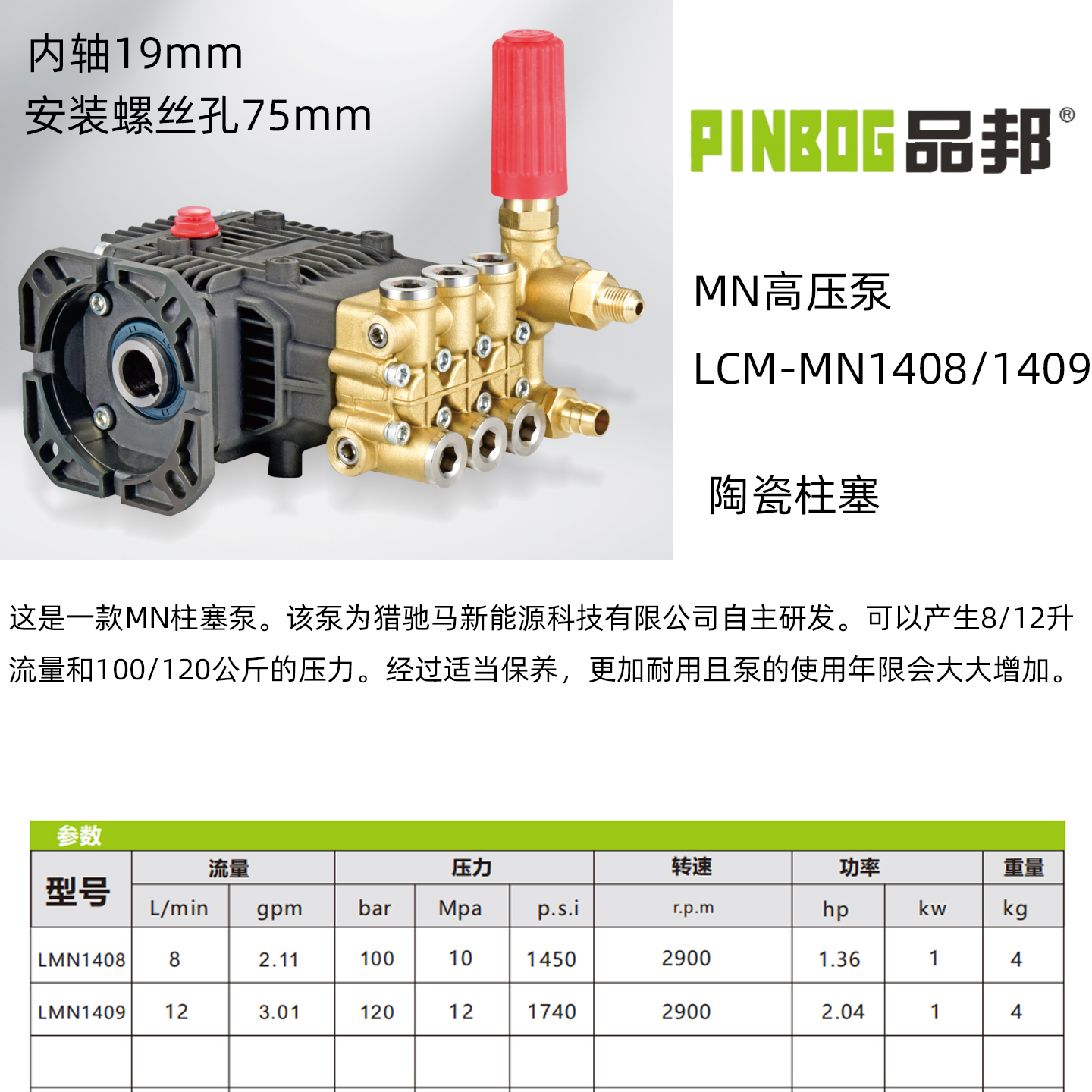 品邦1814高压清洗机泵头