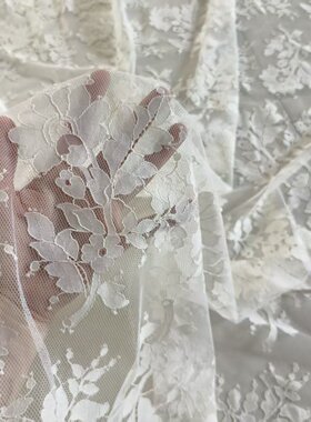 蕾丝花边睫毛定位本白色镂空轻薄手工DIY高端制衣布料面料裁剪