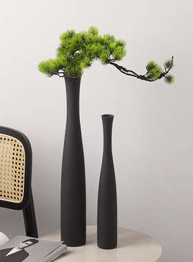 鱼头禅意玄关装饰摆件迎客松花瓶入户壁龛家居装饰品艺术高级感