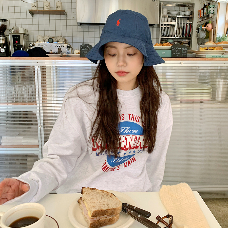 【cuckoo】韩国官网代购 学院少女撞色宽松卫衣 from beginning