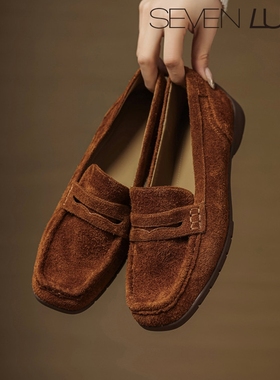 SEVEN LUNA~国内正品2025秋冬复古乐福鞋软底舒适单鞋女SLSS798