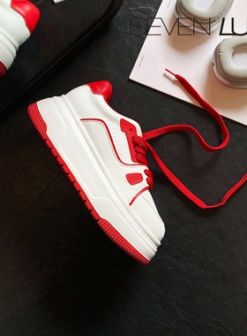 SEVEN LUNA~国内正品2026春季增高小白鞋百搭厚底休闲鞋女SLAM560